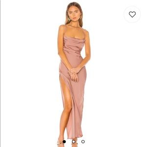 Michael Costello Revolve Braxton cowl mauve pink maxi dress XS